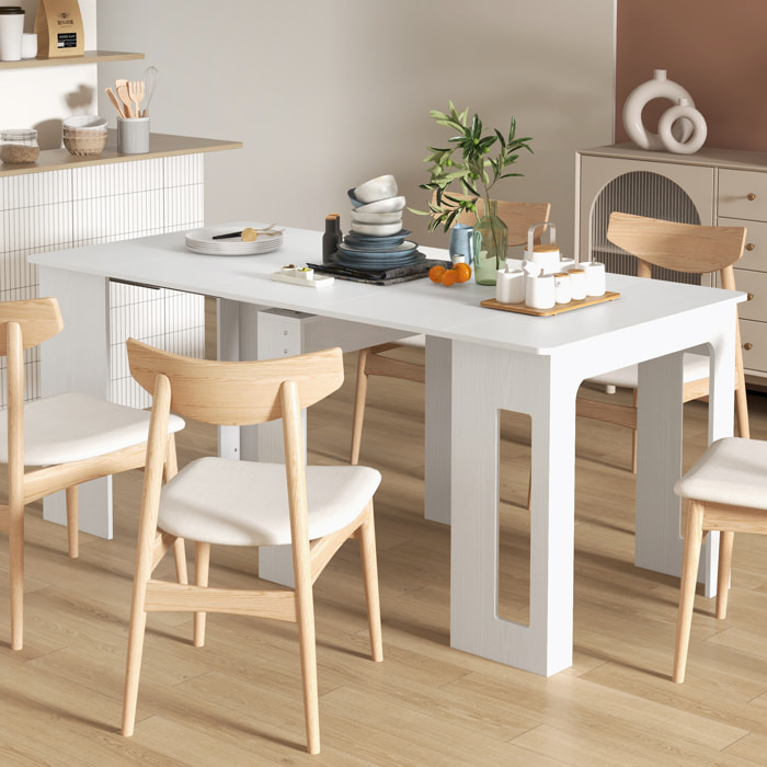 Table console extensible 6 personnes avec rallonges intégrées 85 x 60-180 x 75 cm blanc