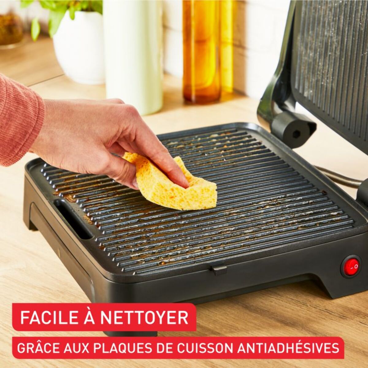 Grille-viande TEFAL GC272D10 inox noir à poser, 29x26 cm