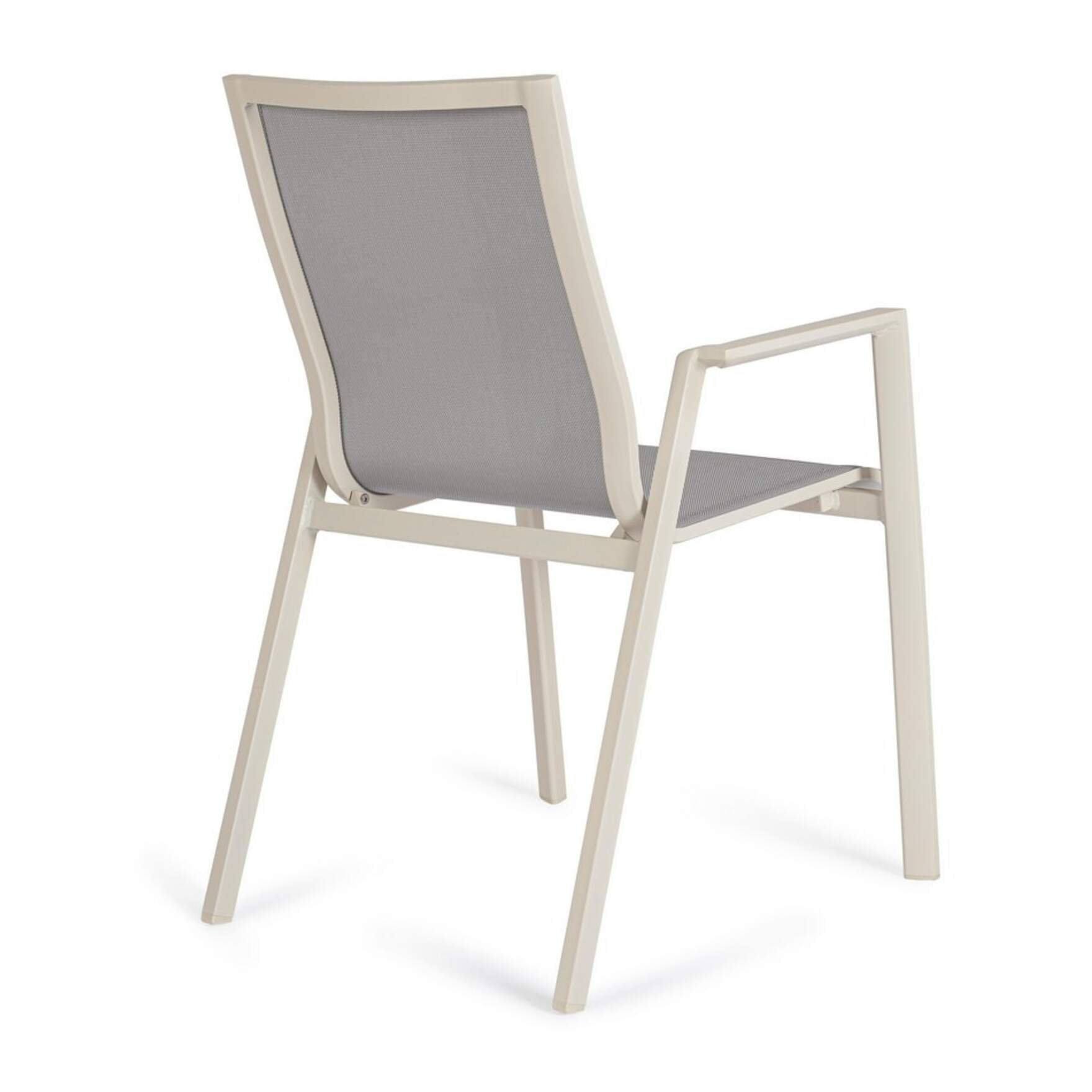 Set 4 sedie da giardino RONDA in textilene grigio chiaro e struttura in alluminio beige