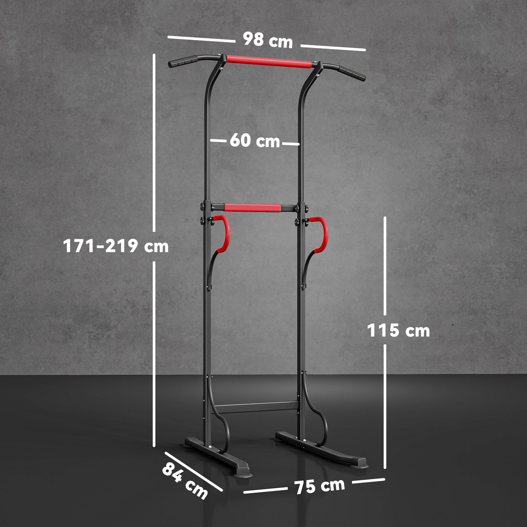Barra de Dominadas Altura Regulable, Estación de Fondos Resistente para Gimnasio en Casa, Máquina Dominadas Multifuncional, para Entrenamiento de Fuerza