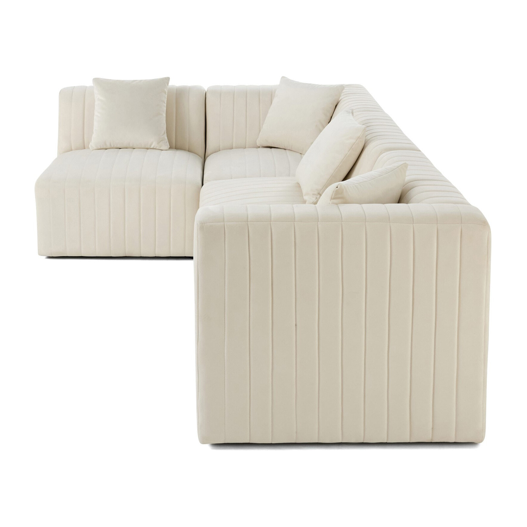 Nova - canapé modulable d'angle gauche - 5 places - en velours - Beige
