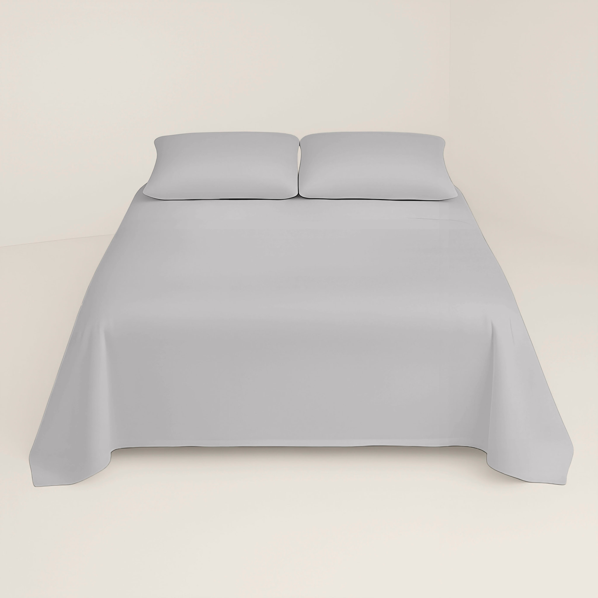 Juego de Sábanas Lisas - 100% Microfibra - Incluye 1 o 2 Fundas de Almohada + 1 Sábana Bajera - Gris Claro