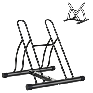 Soporte de Estacionamiento para 2 Bicicletas Portátil Acero 60x54x57 cm Negro