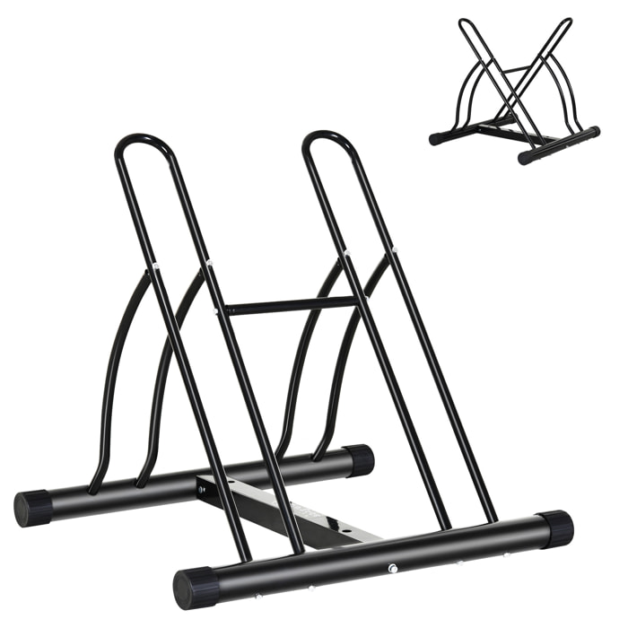 Soporte de Estacionamiento para 2 Bicicletas Portátil Acero 60x54x57 cm Negro
