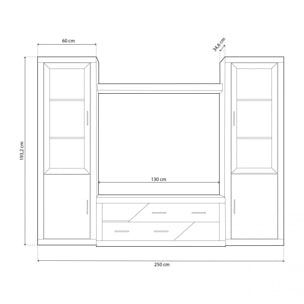 Salón modular con gran capacidad de almacenaje en cambria y blanco 250 cm Nuka V5 Cambria - Blanco