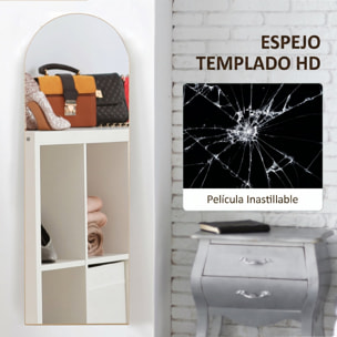 Espejo de Cuerpo Entero, 150x50 cm, Espejo de Pie Arqueado, Sin Marco, Independiente, Apoyado y de Pared, para Dormitorio, Salón, Dorado