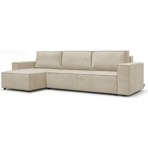 Canapé d'angle convertible 5 places en tissu chenille - HARPER