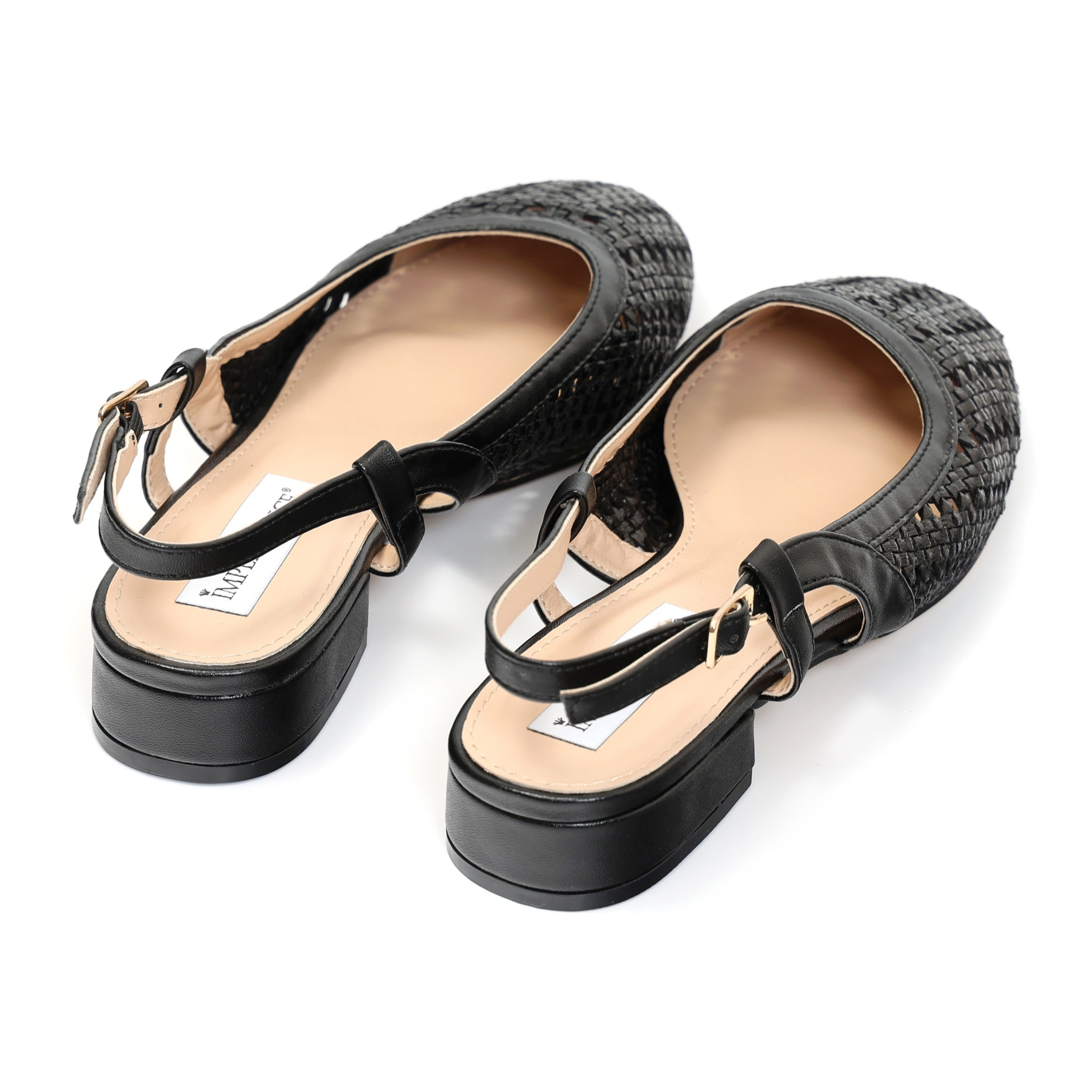 Ballerine slingback in simil pelle con tomaia bucherellata