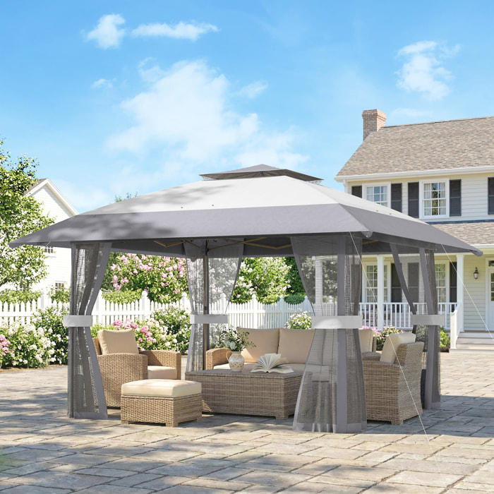 Tonnelle barnum pop-up 4 x 4 m moustiquaire intégrale sacs lestage gris