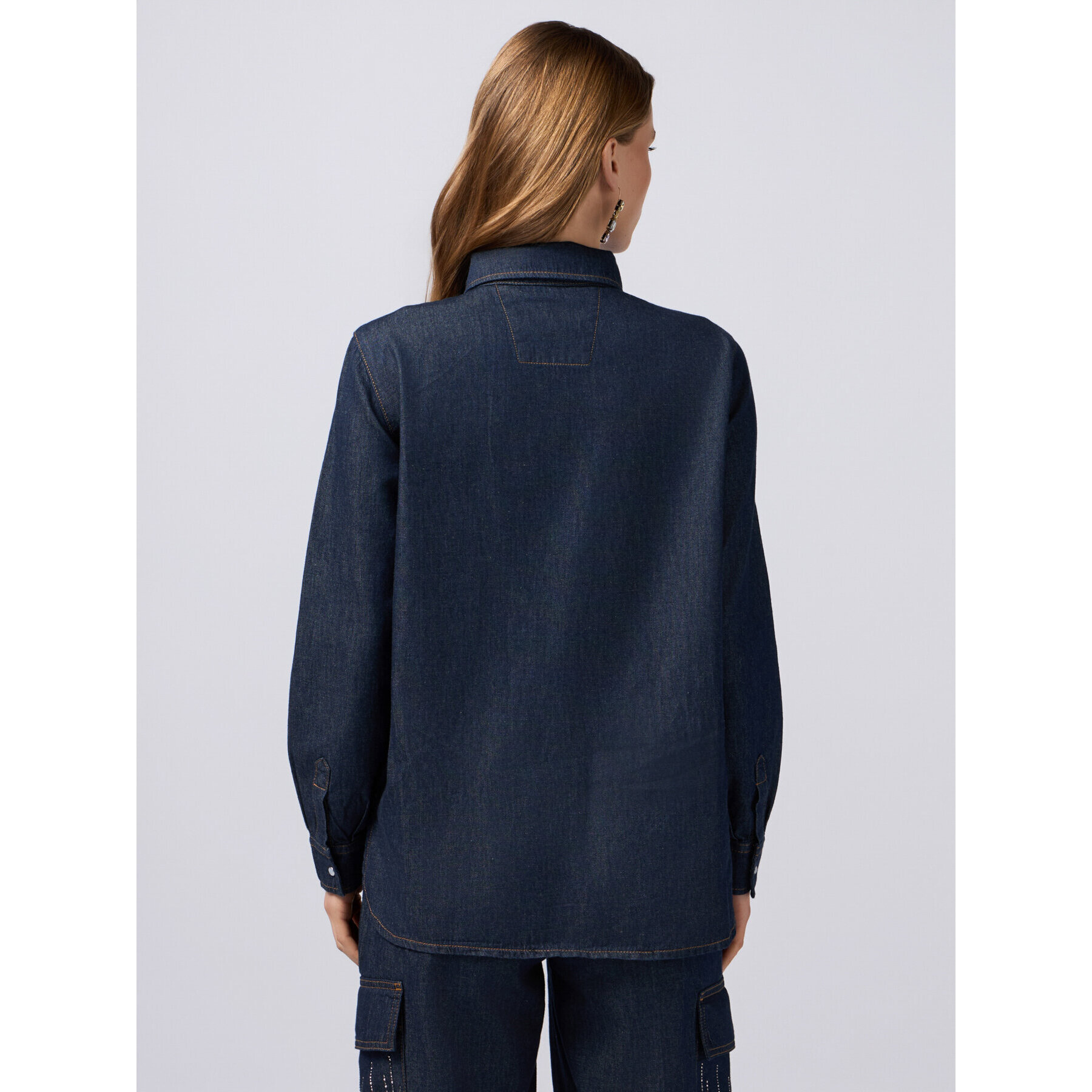 Oltre - Camisa vaquera con micro cristales - Azul