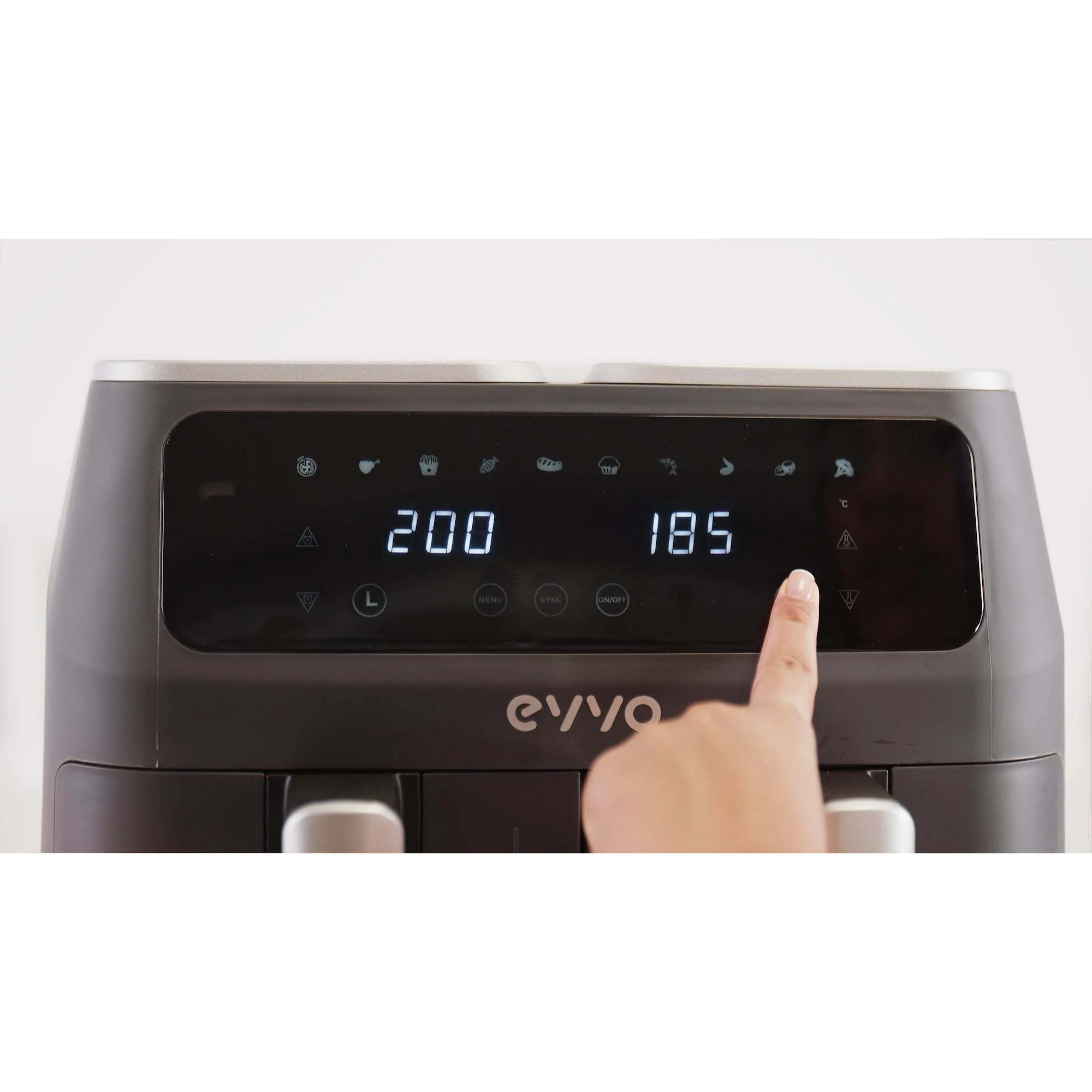 EVVO Freidora sin aceite Tasty Fryer - 1500W, Tecnología Dual Cyclone, Multifunción, hasta 200º, 5 litros