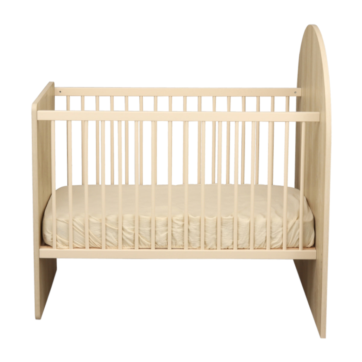 Lit bébé évolutif 120x60 en 90x190 - décor bois chêne sépia forme arche