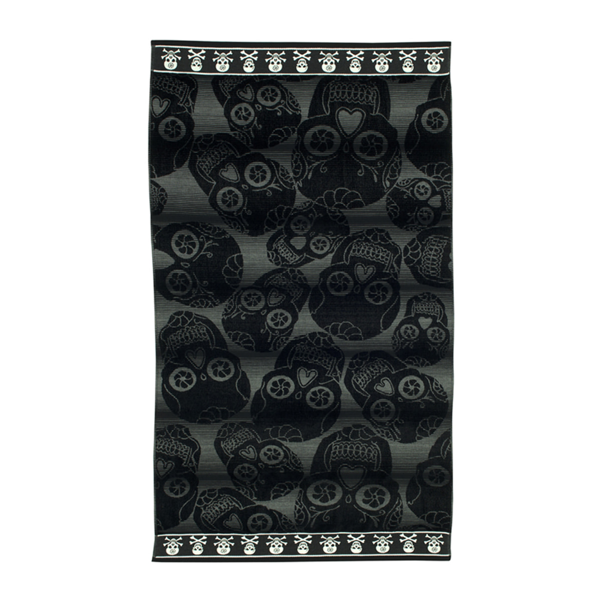 Telo Mare Spugna Jacquard Spiaggia Disegno Multiteschio Nero