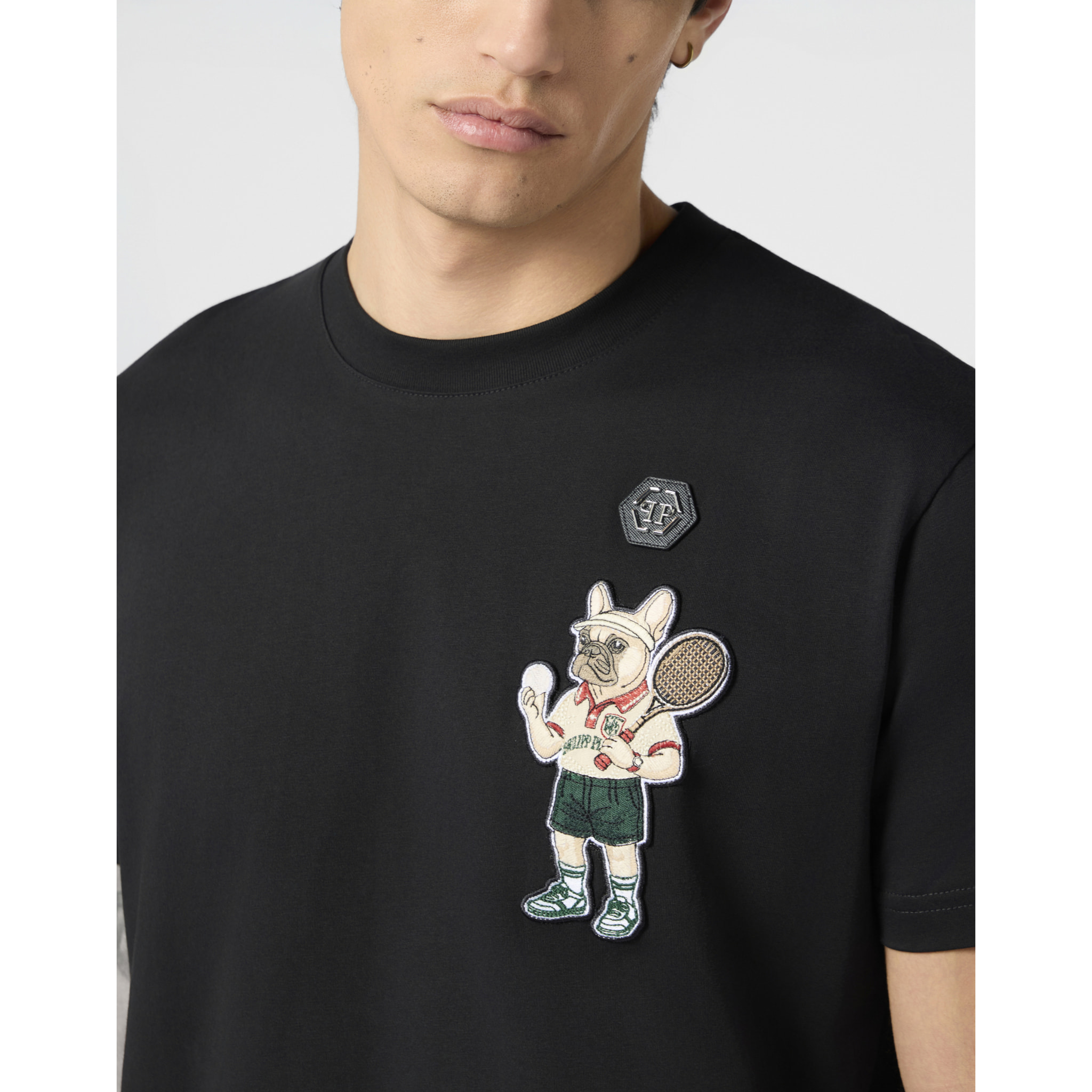 PHILIPP PLEIN Round Neck T-Shirt New York Tennis Patch