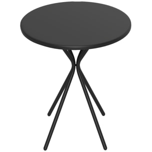 Table de jardin ronde dia. 60 cm piètement antidérapant design acier noir