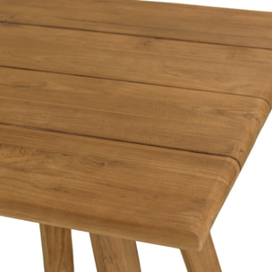 COLINE - Table à manger de jardin carrée en bois de teck recyclé 70cm (2 COLIS)