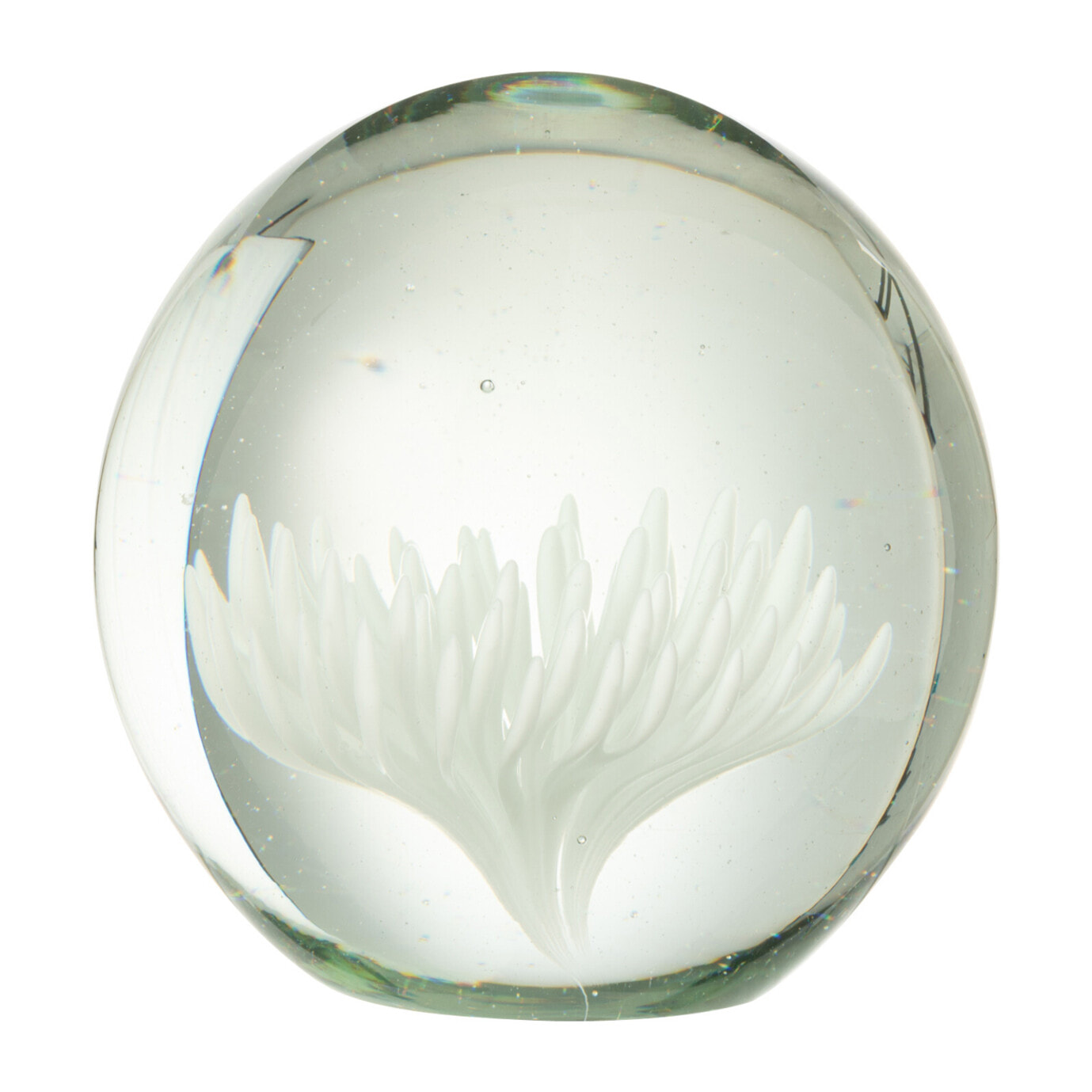 J-Line presse-papier Aster Rond - verre - transparent/blanc
