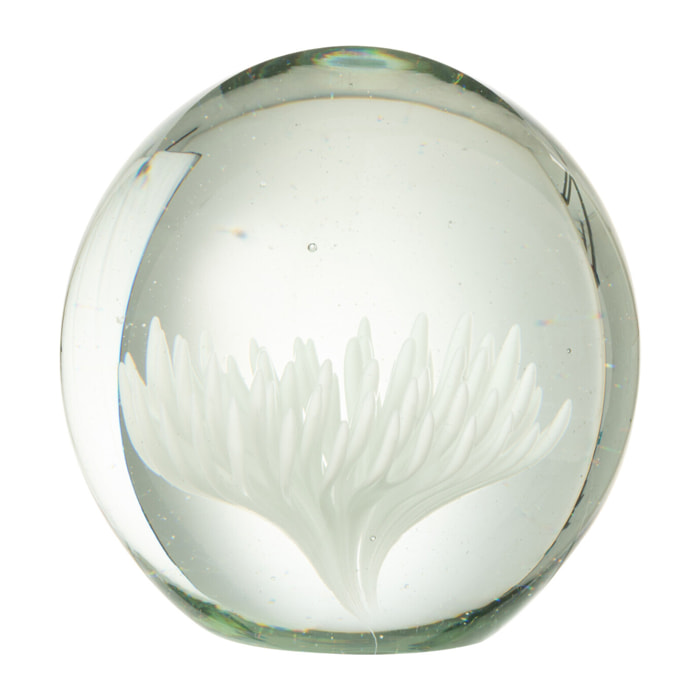 J-Line presse-papier Aster Rond - verre - transparent/blanc