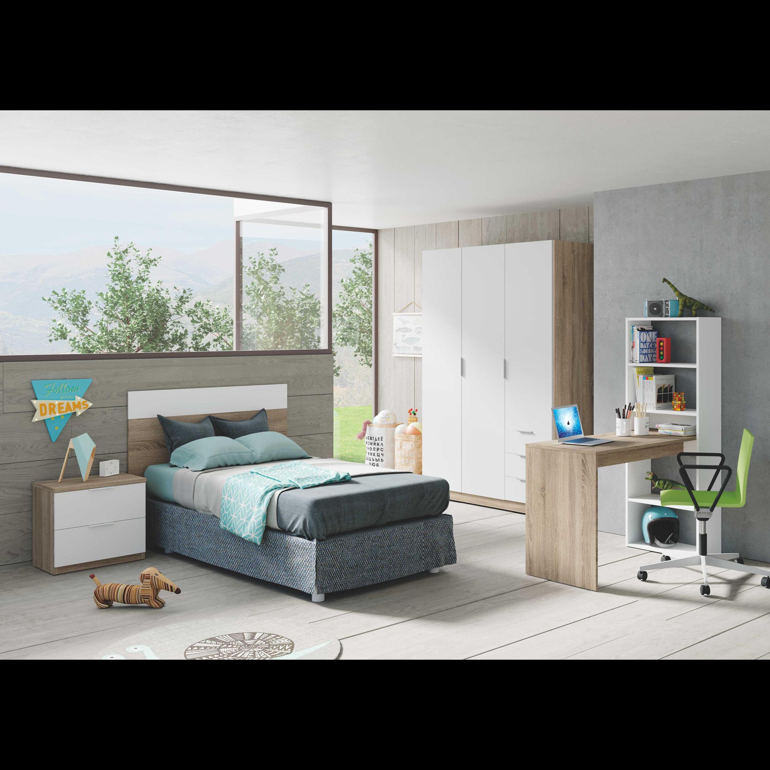 Scrivania Con Libreria Reversibile Kirkensen Scrittoio Scaffali Laterali Mobile Desk da Ufficio Soggiorno Sala Da Pranzo 120x144x53 Cm Bianco e Rovere