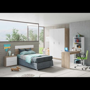 Scrivania Con Libreria Reversibile Kirkensen Scrittoio Scaffali Laterali Mobile Desk da Ufficio Soggiorno Sala Da Pranzo 120x144x53 Cm Bianco e Rovere