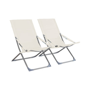 Lot de 2 chaises pliantes beige PARMA en acier / polyester 600D. 84 x 62 x 87 cm