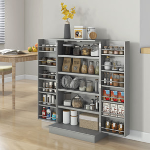 Armario de Cocina Armario Despensa Cocina con 2 Puertas y 16 Estantes Alacena Moderna con Estantes Ajustables para Comedor Salón 60x30x104 cm Gris