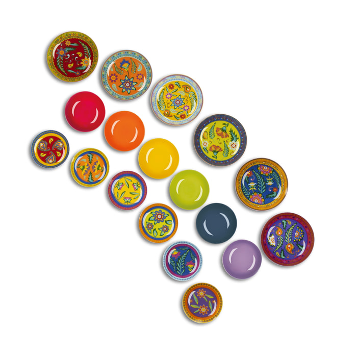 Service de 18 assiettes Excelsa Gipsy Soul, porcelaine et stoneware, multicolore
