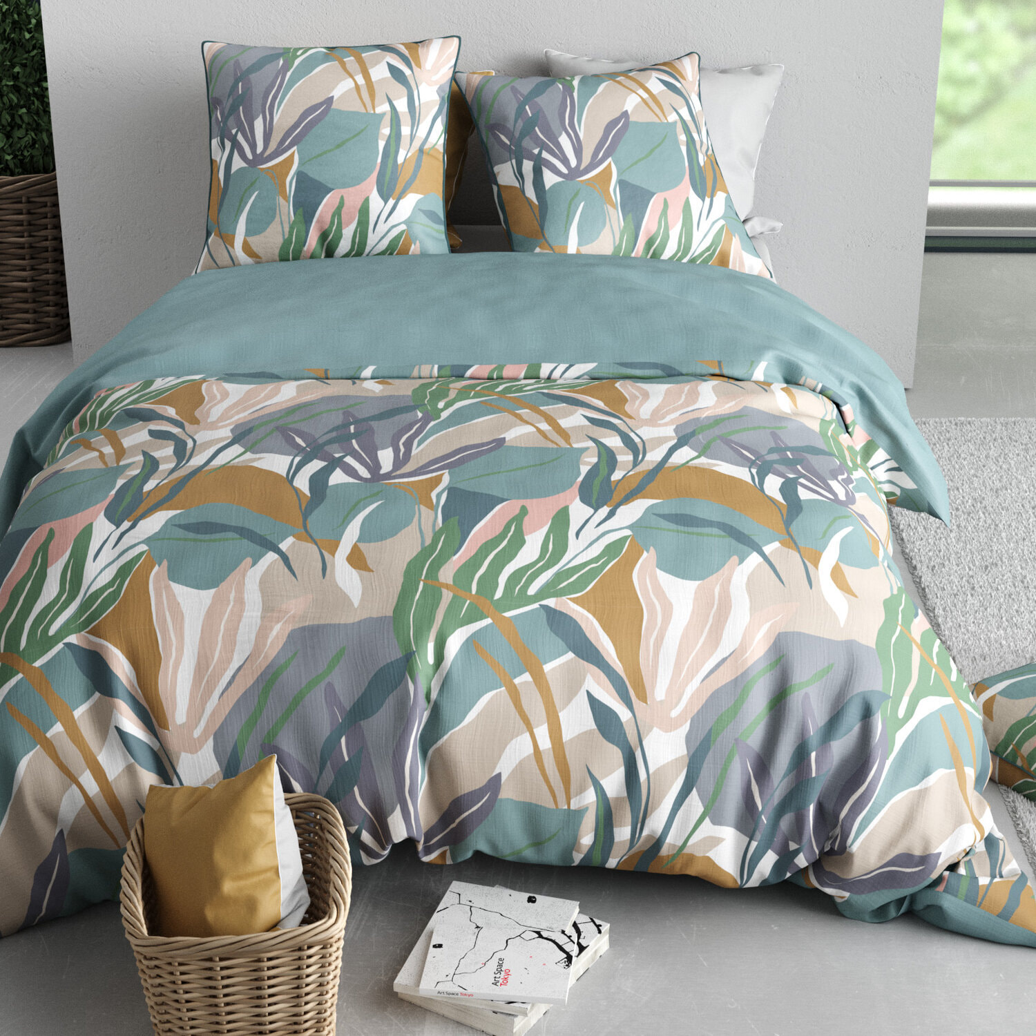Parure housse de couette 3pcs 100% coton 57 fils palma