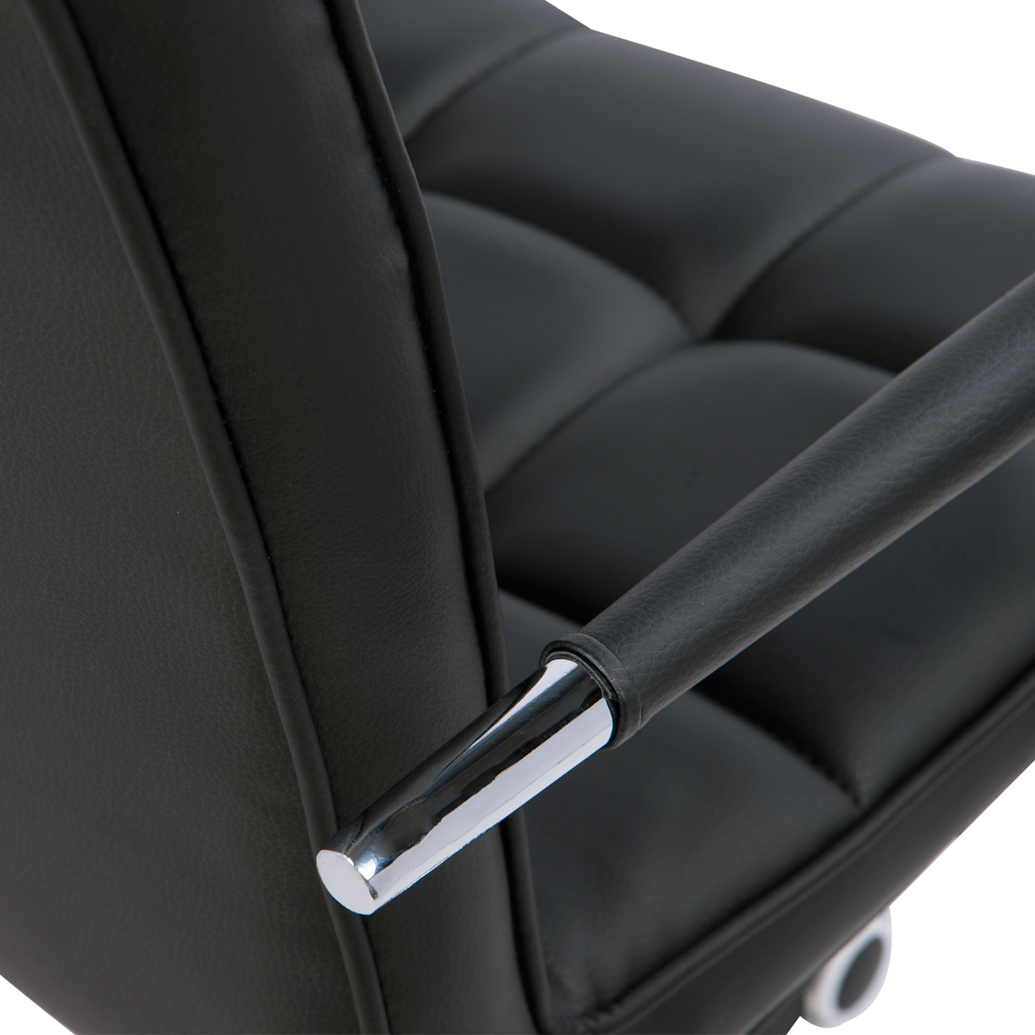 HOMCOM Chaise de bureau fauteuil manager pivotant hauteur réglable revêtement synthétique capitonné noir