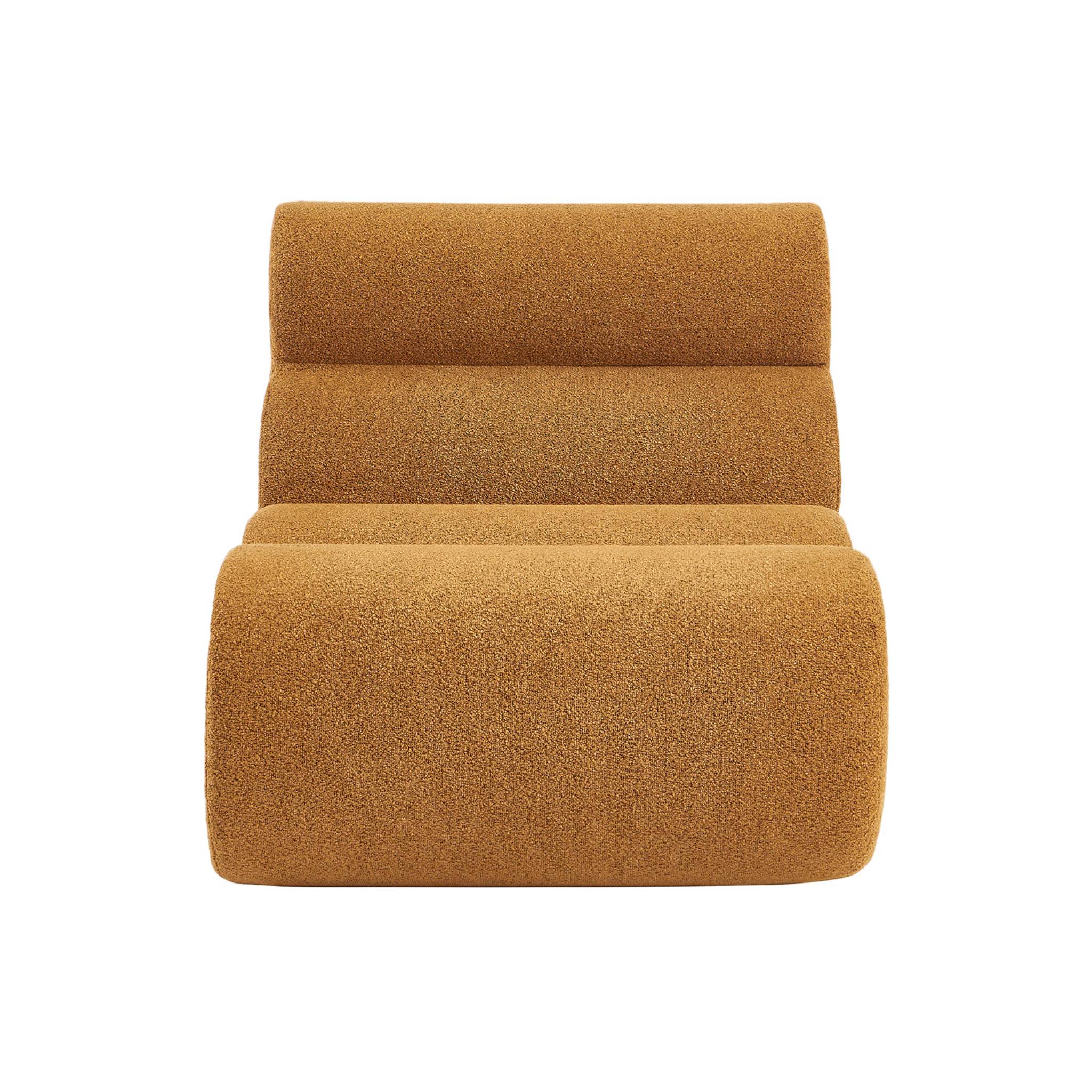 Lot de 3 chauffeuses bouclette texturée moutarde 1 place - L 81 x P 99 x H 75cm - Nova