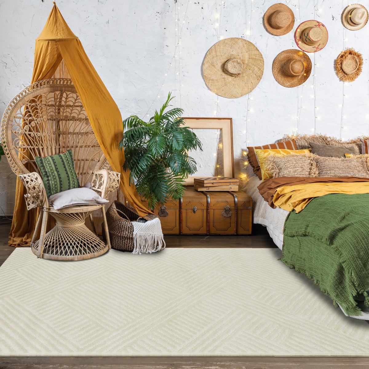 Tapis salon 80x150 CEROTEO Crème tapis tendance