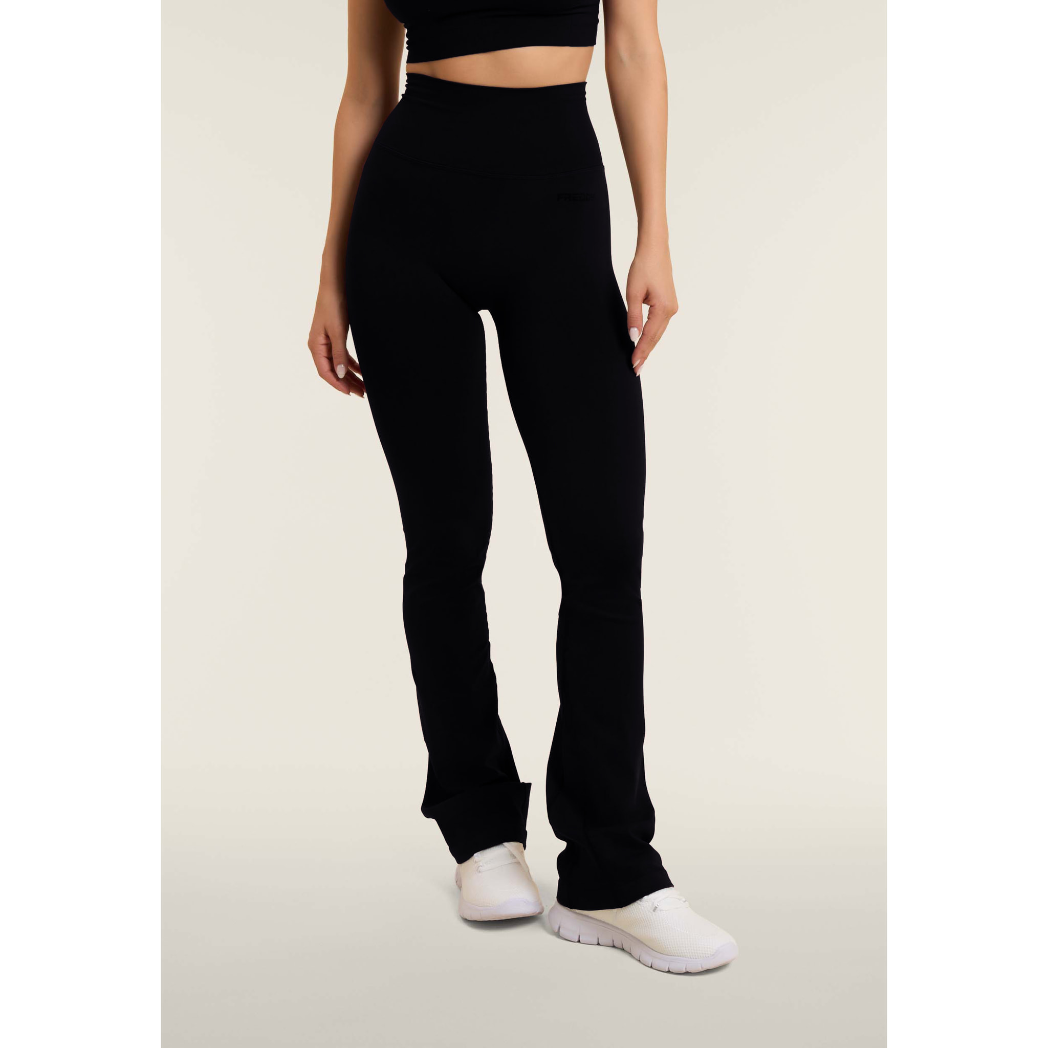 Leggings sportivi seamless a zampa con vita altissima
