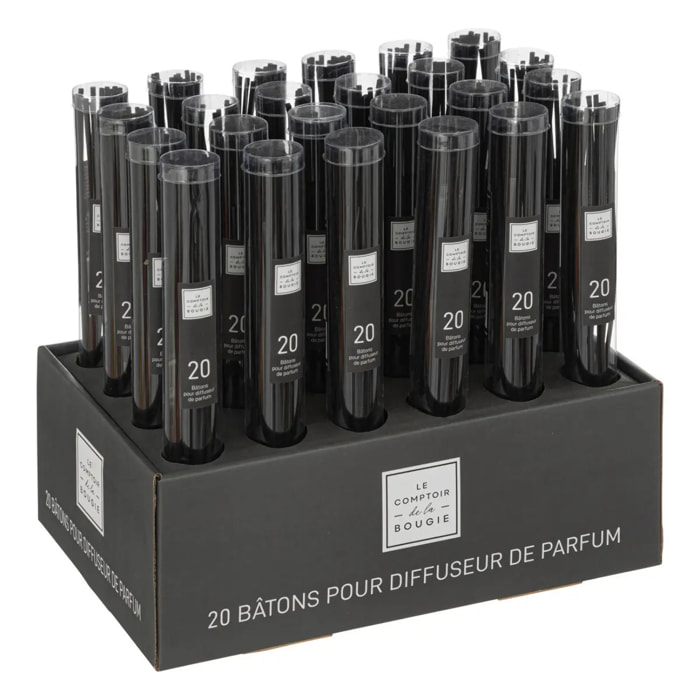 Lot de 20 bâtons diffuseurs noir H24,5cm