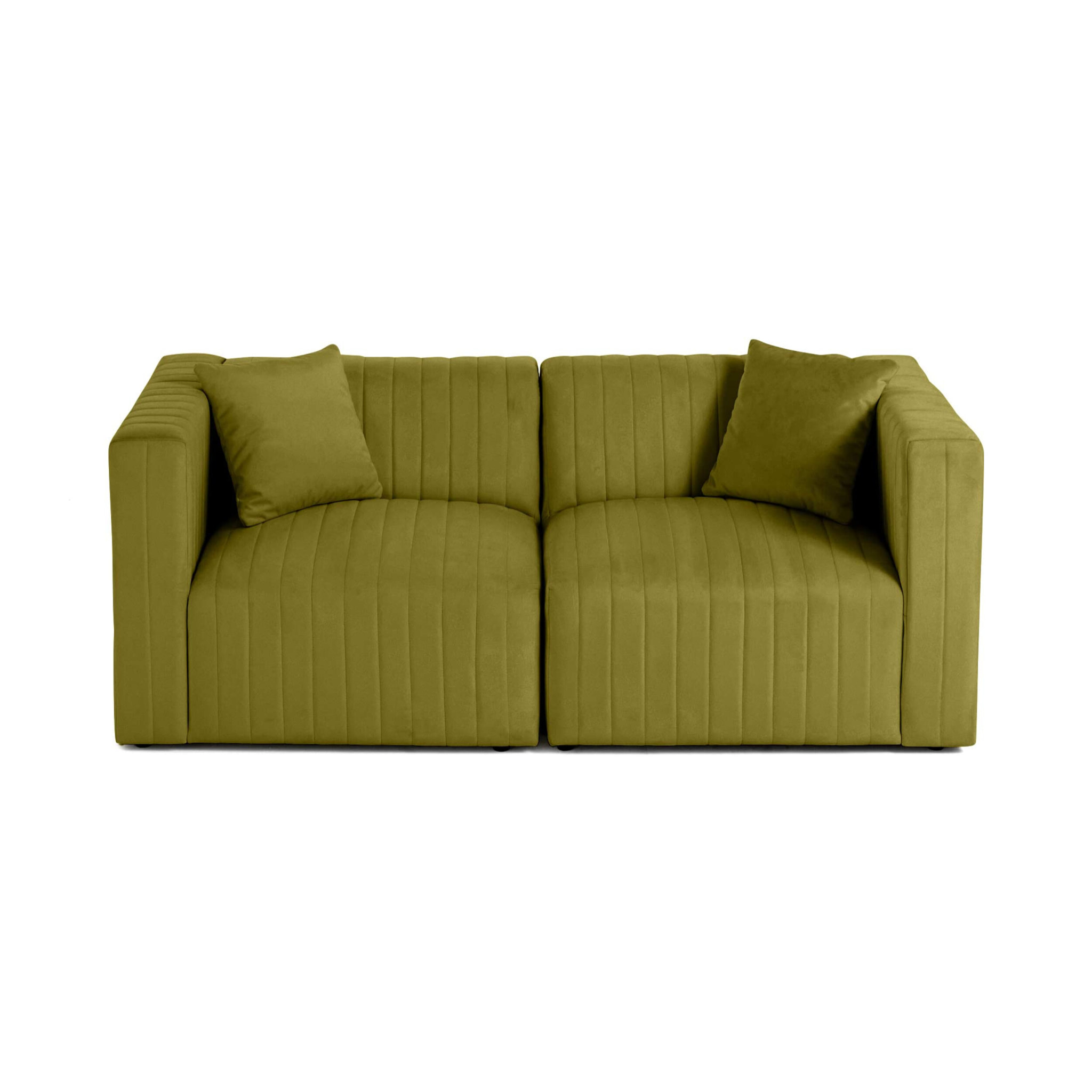 Nova - canapé modulable 2 places - en velours - Vert Olive