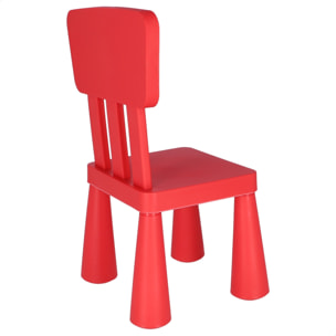 Well home - silla infantil roja en plástico fuerte y resistente, l:38 cm x f:35 cm x h:67 cm