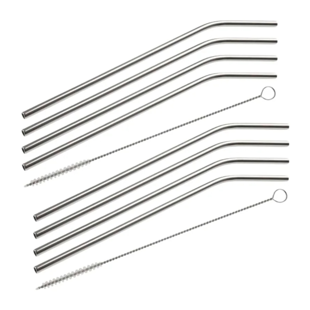 Lot de 8 pailles incurvées en inox avec goupillons 24 cm Fackelmann Bar Concept