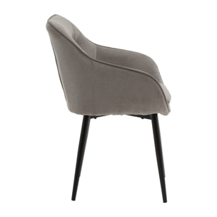 Set di 2 poltroncine HAMMERSMITH in tessuto grigio e gambe in metallo nero, con braccioli