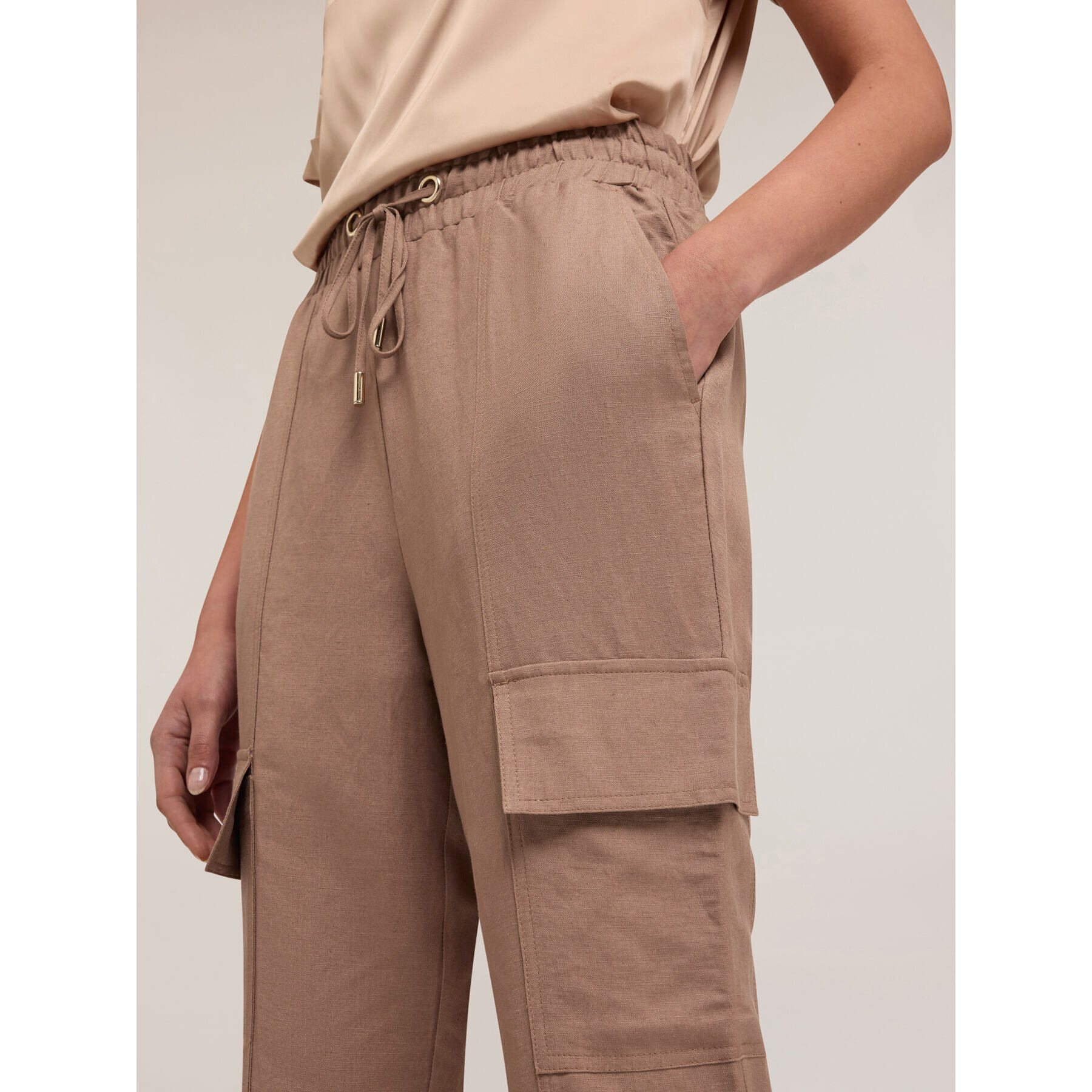Motivi - Joggers cargo misto lino - Beige