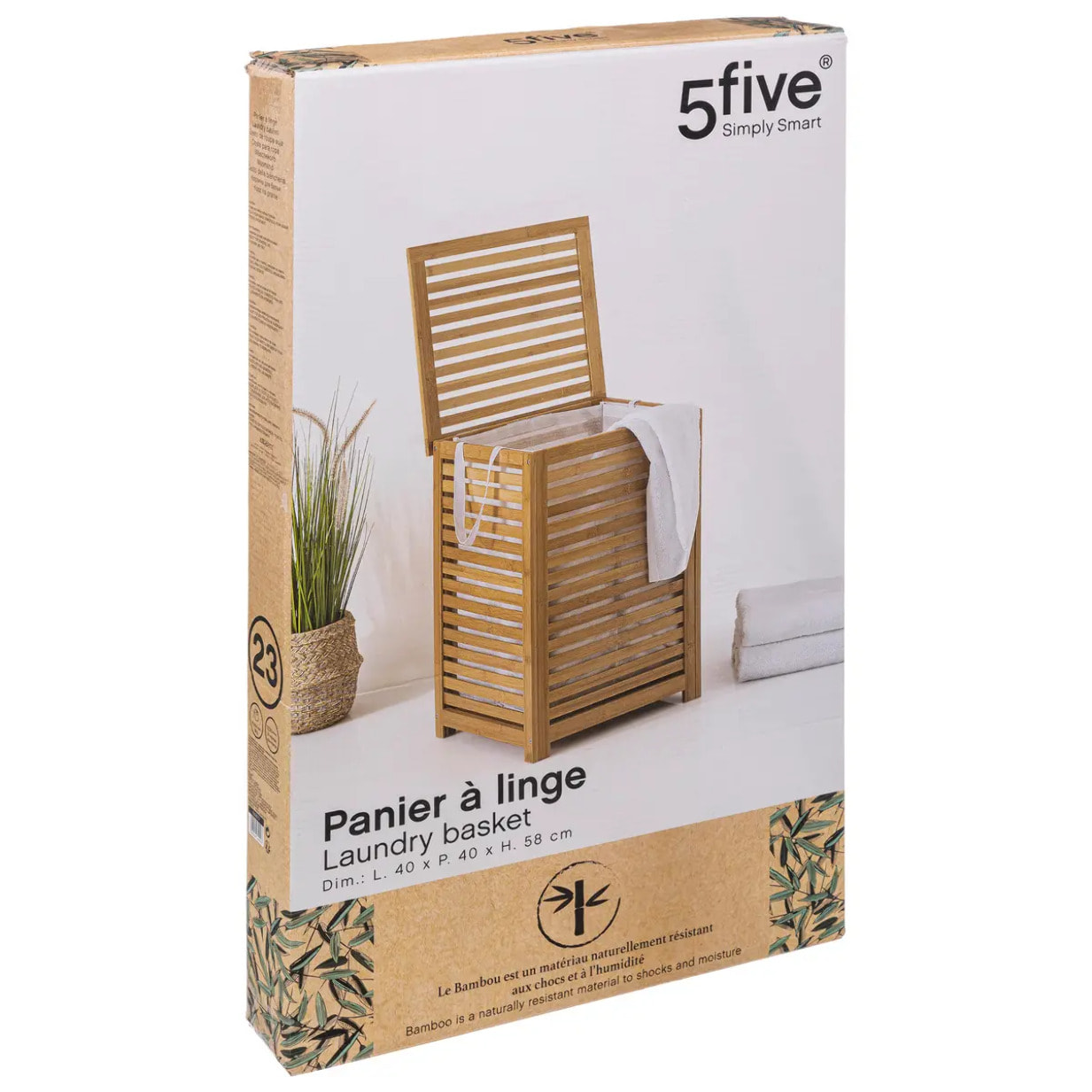 Panier à linge 65L "Sicela" bambou