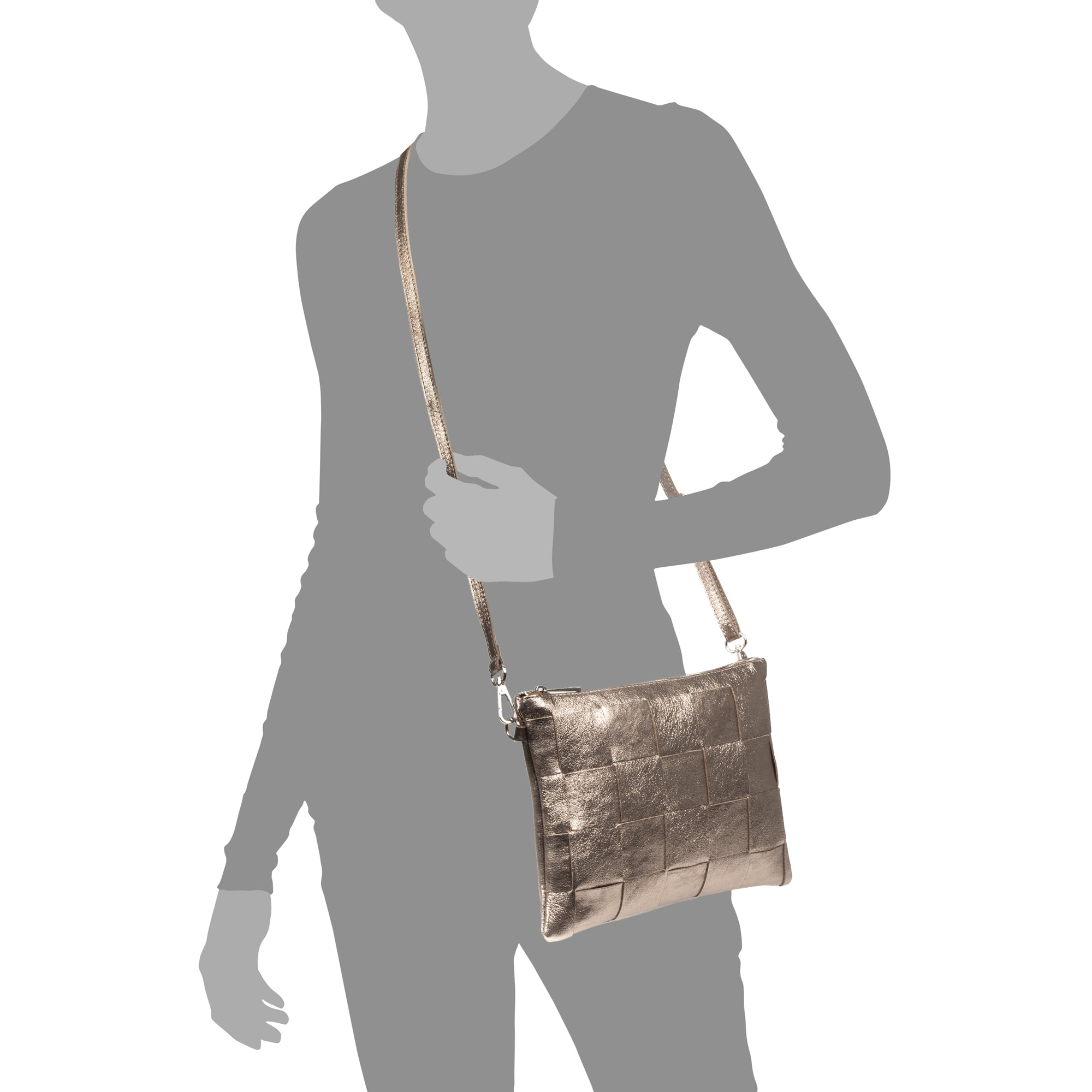 FIRENZE ARTEGIANI Borsa a spalla da Donna Acquanegra. Vera pelle scamosciata laccata lucida. Prodotto in Italia 27,5x5x20 Cm. Colore bronzo