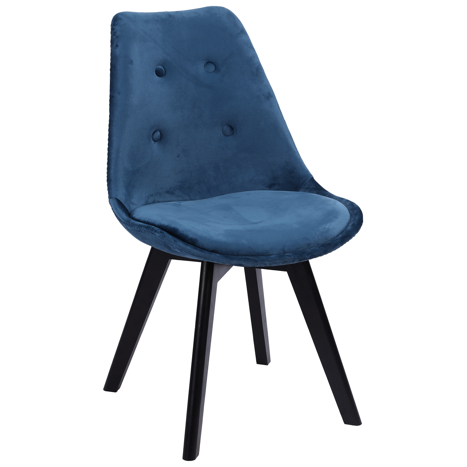 Lot de 4 chaises en velours NORA bleues avec coussin
