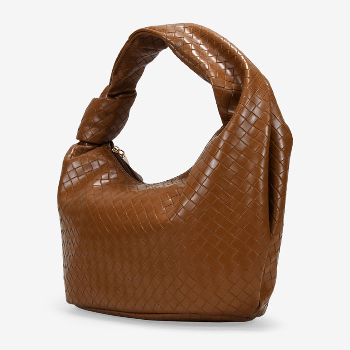 Bolso de hombro cuero trenzado con nudo