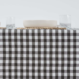 Nappe en tissu 100% coton Vichy Gris Foncé