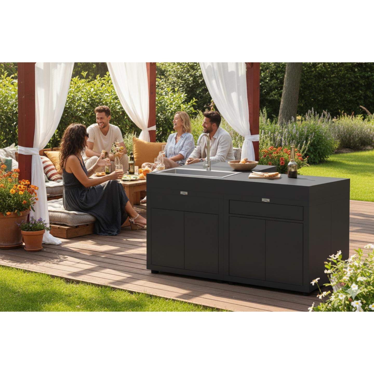 LE MARQUIER - CUISINE ILOT 4 ELEMENTS NOIR