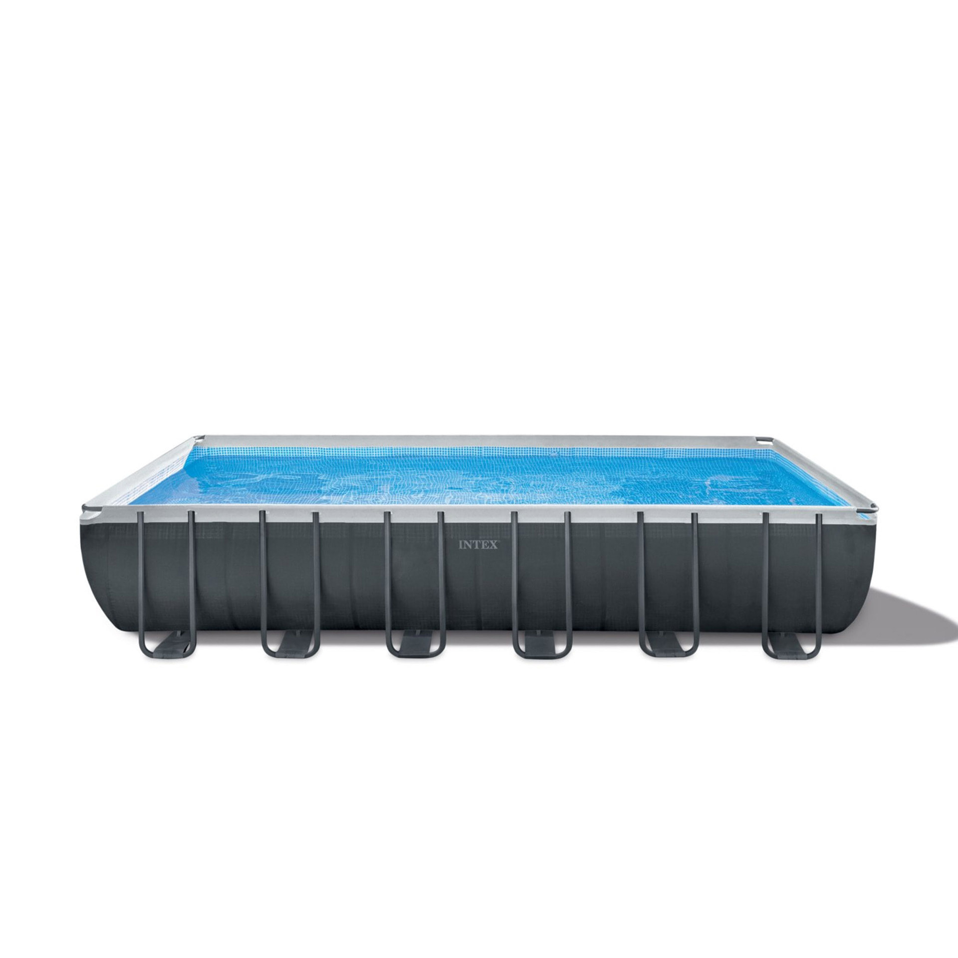 Intex Piscina Ultra XTR Frame rettangolare con Pompa Filtro, Scaletta, Teli, Kit Pulizia e Set Volley, 732x366