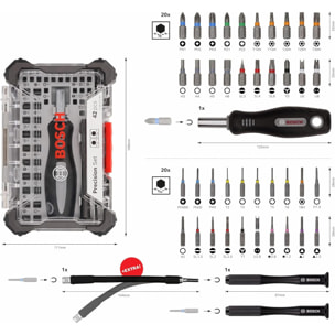 Coffret d'embouts de vissage de précision 42 pièces + Rallonge - BOSCH - 2607002837
