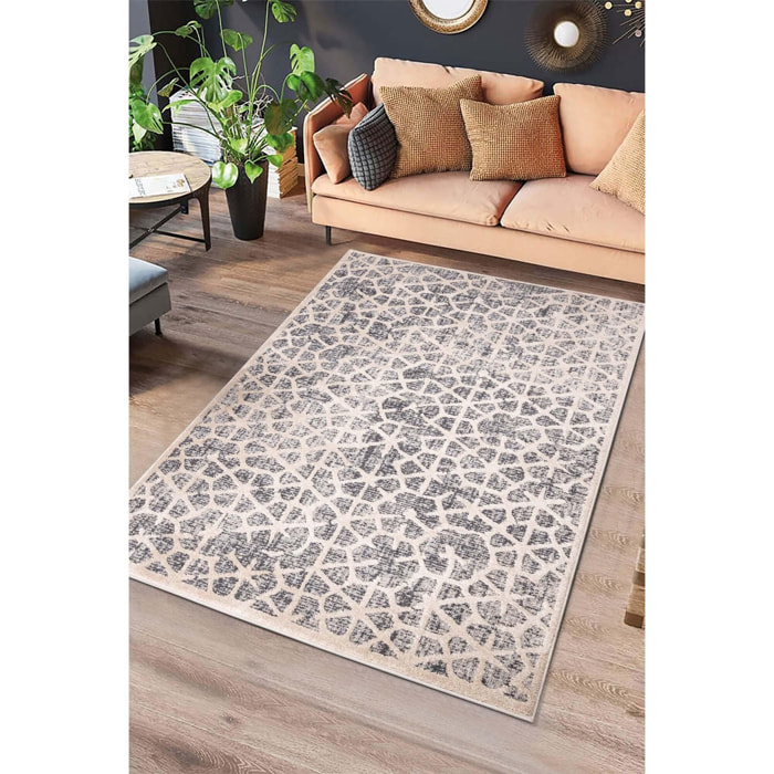 PAULA Alfombra de estilo vintage con relieve en tonos tierra y grises, varias medidas disponibles.