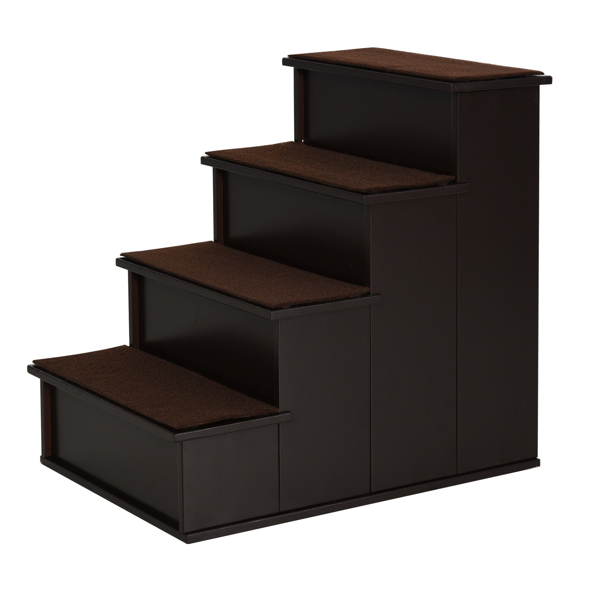 Escalera para Perros de 4 Peldaños Escalera para Mascotas Escalones para Perros Gatos con Acolchados Desmontables Carga 30 kg para Cama Sofá 40x59x54,2 cm Marrón Oscuro