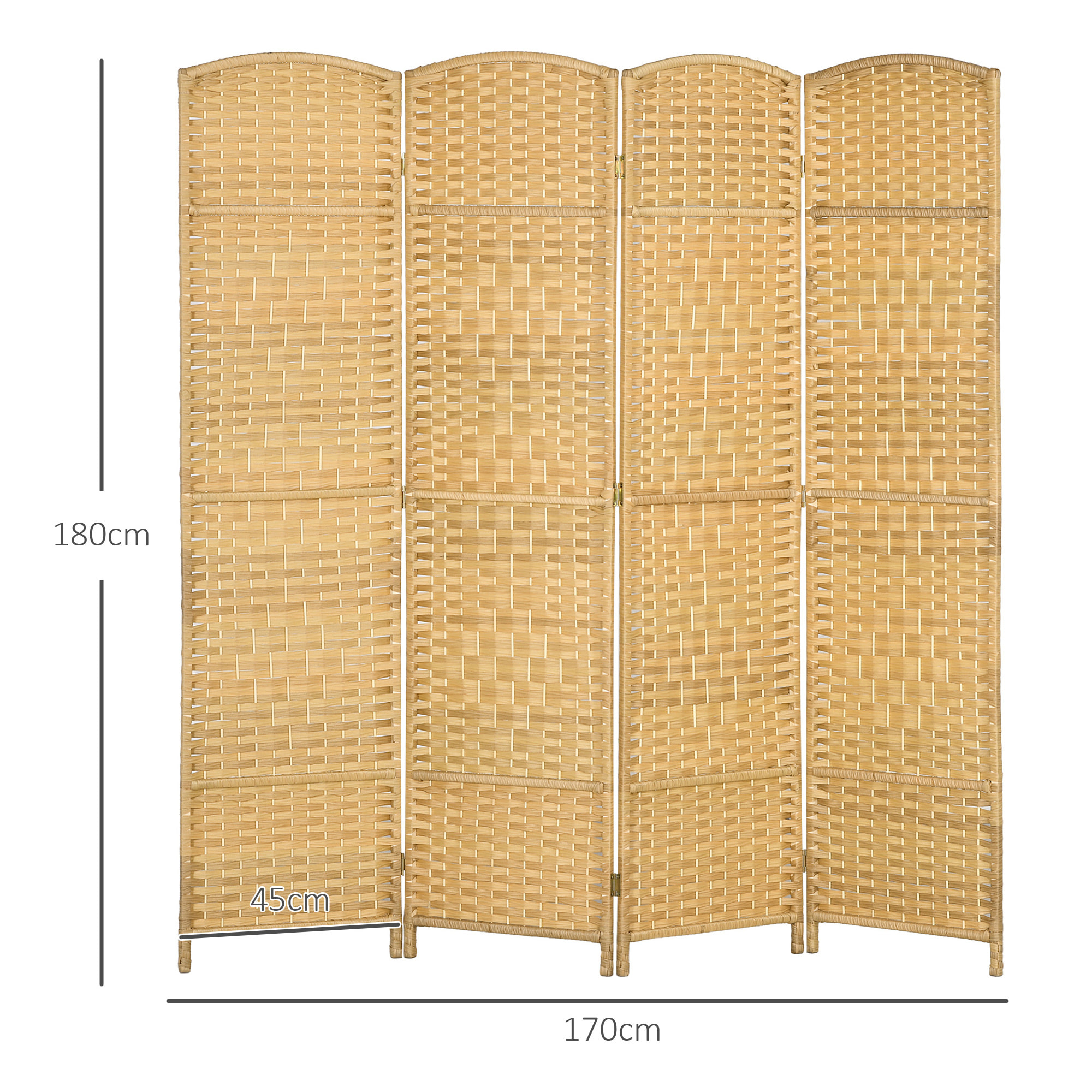 Separador de Ambientes Biombo Plegable 180x180 cm Pantalla de Privacidad de Polipropileno para Oficina Dormitorio Natural