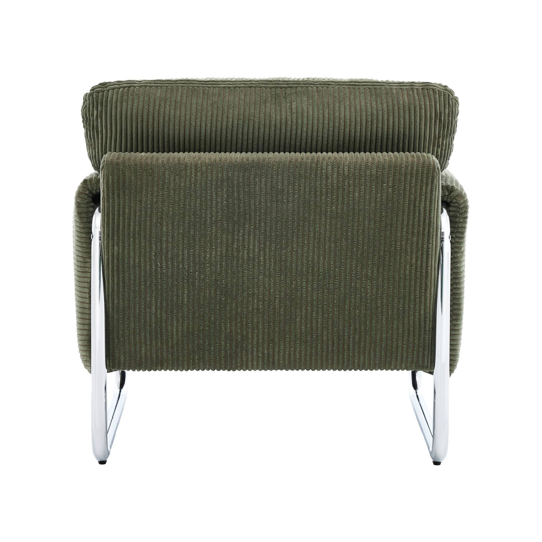 Fauteuil vintage velours côtelé armature chromée VINTAGE